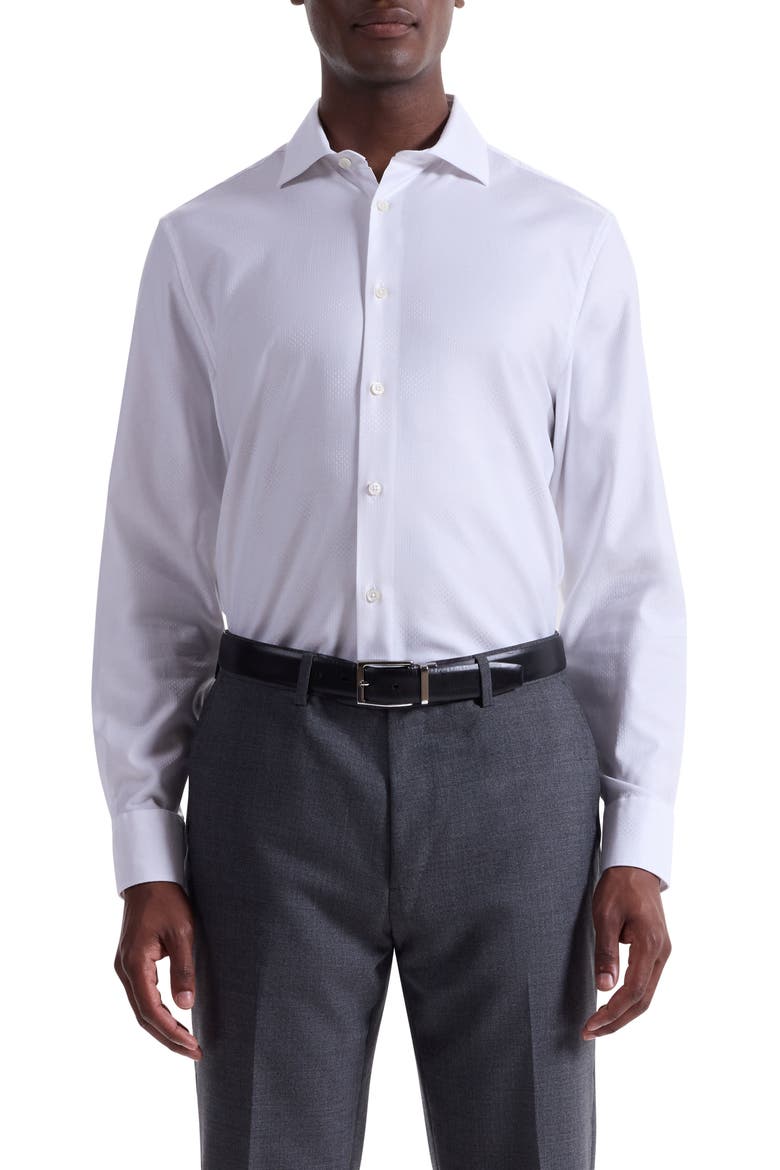 Axel Shaped Fit Stretch Cotton Button-Up Shirt, Main, color, WHITE
