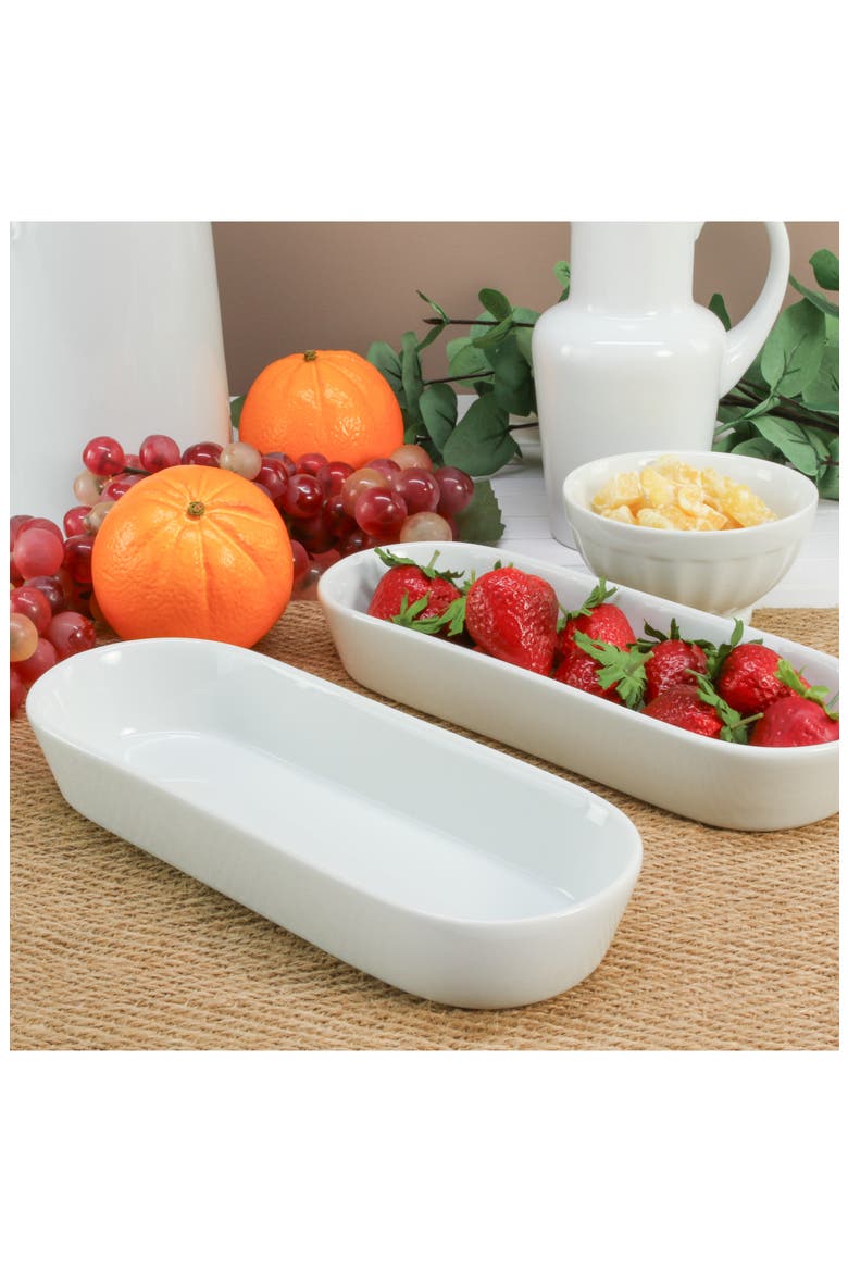 Oslo Set of 2 Oblong Baking Dishes, Alternate, color, WHITE