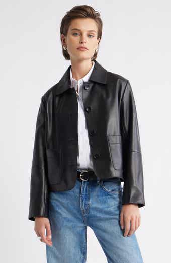 Nordstrom Crop Leather Jacket