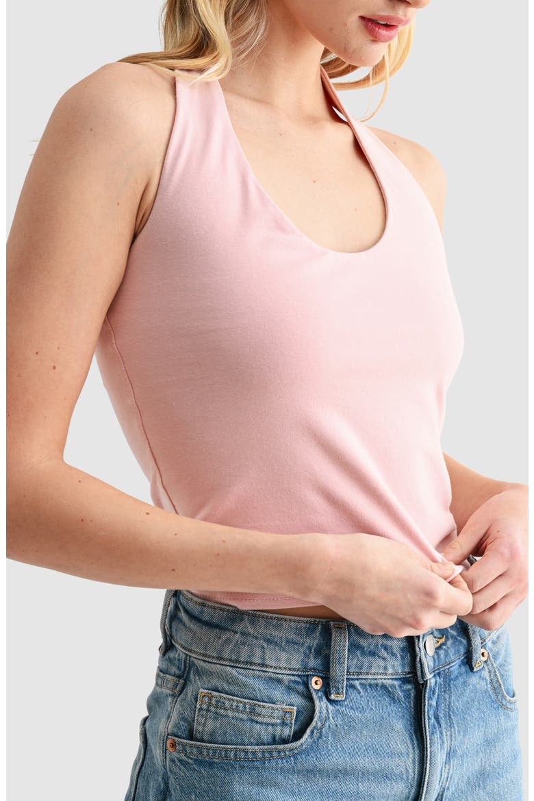 Stretch Cotton Halter Top, Alternate, color, WARM PINK
