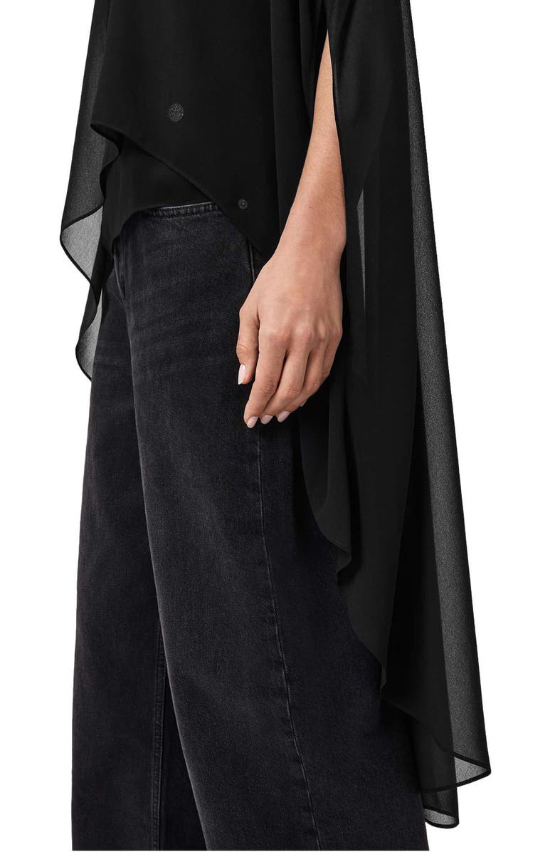 AllSaints Jamie Sheer High Low Top, Alternate, color, Black