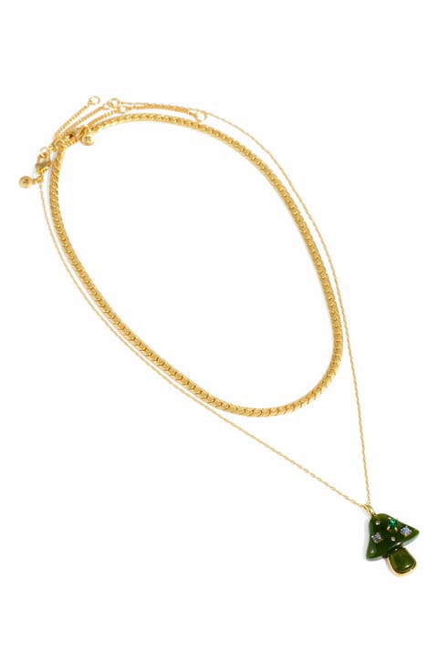 2-Piece Mushroom Pendant Necklace Set