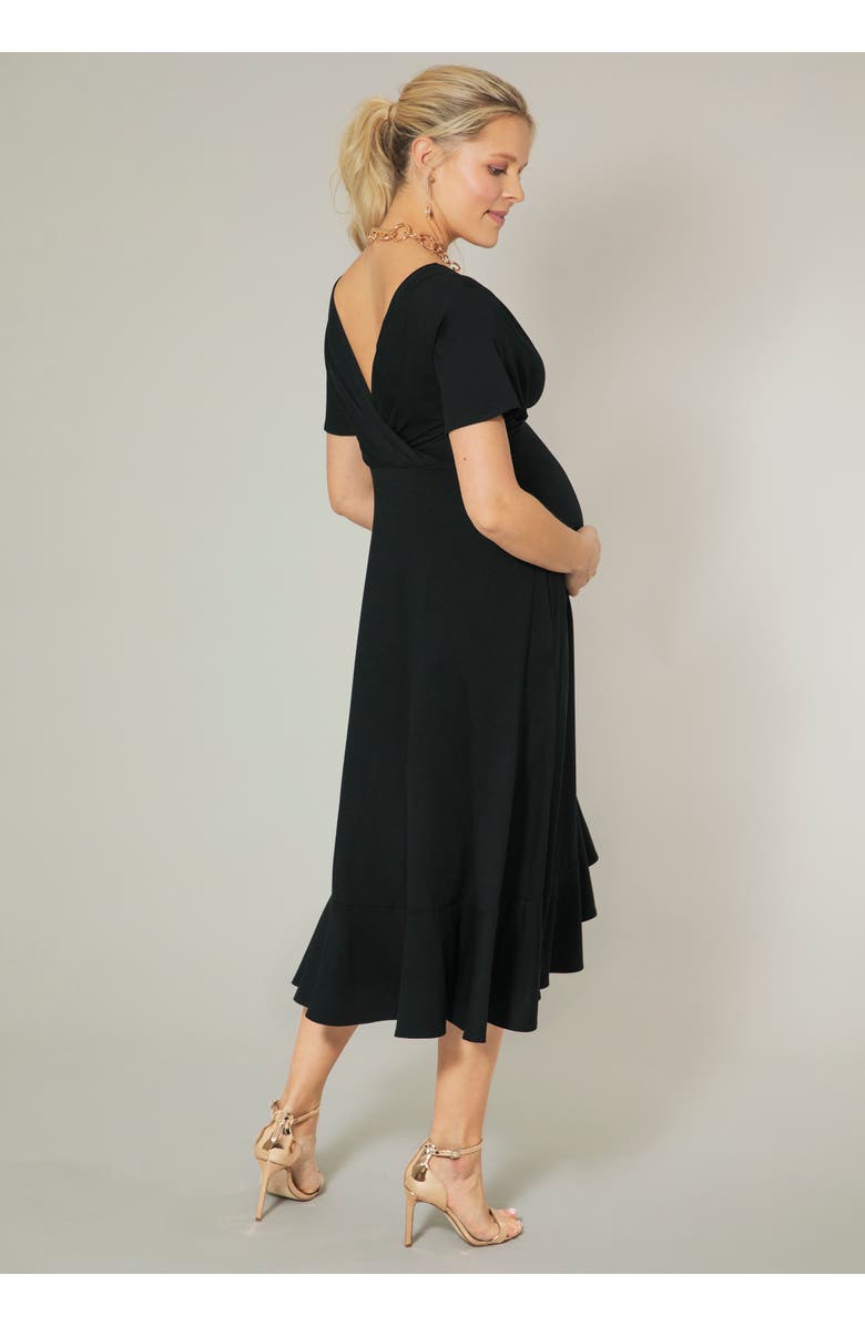 Tiffany Rose Maternity Waterfall Midi Maternity Dress, Alternate, color, Black