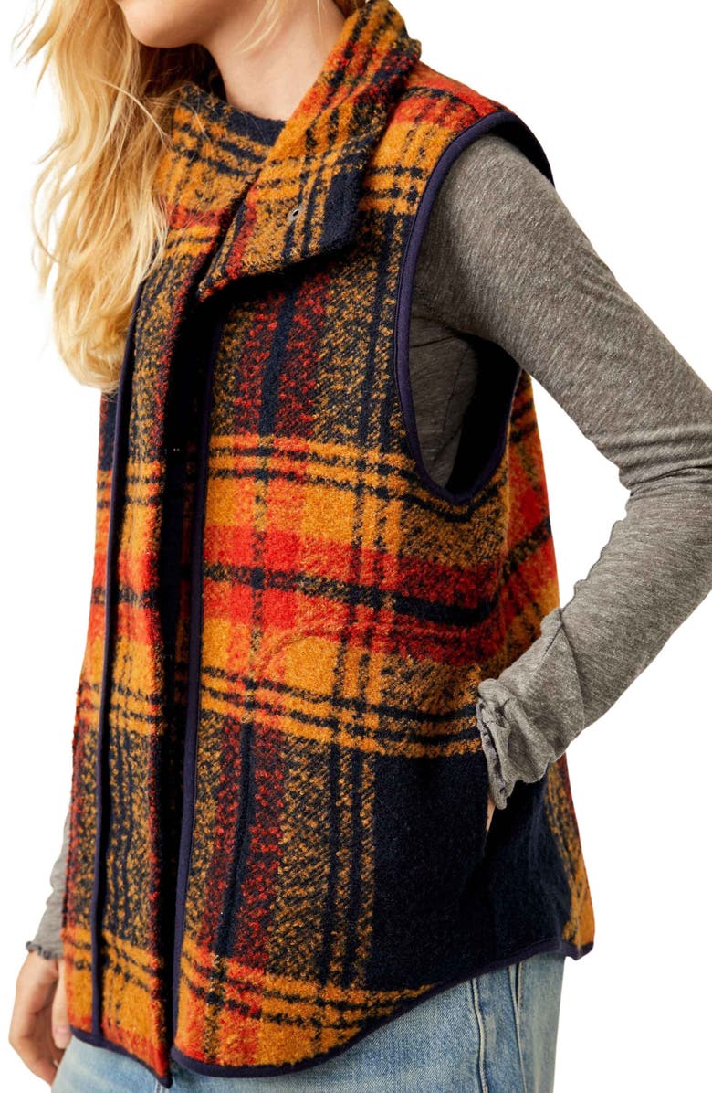 Free People Wrapped Up Plaid Blanket Vest, Alternate, color, 