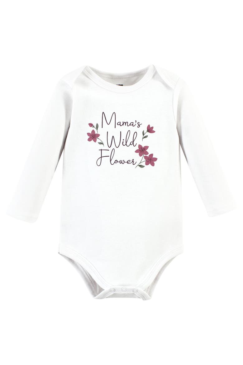 Girl's Long-Sleeve Bodysuit, Pants, and Footwear Outfit, Alternate, color, Plum Wildflower