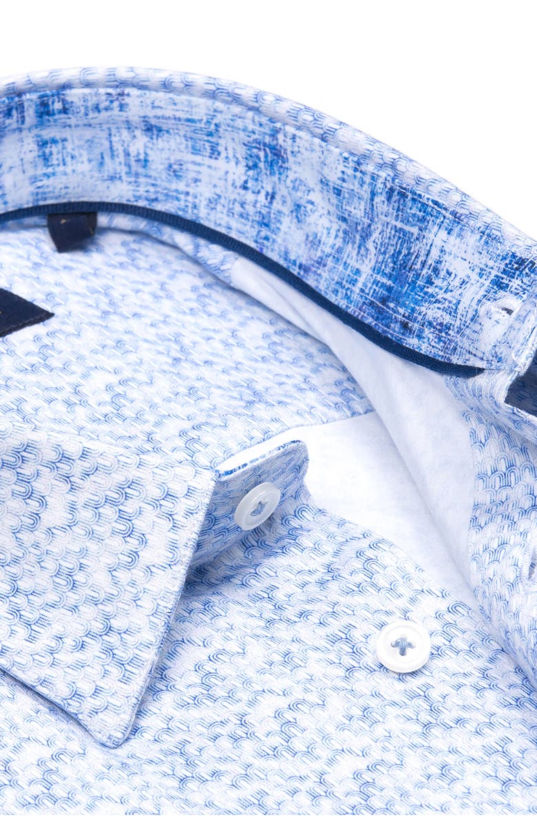 STUDIO GARNET LOS ANGELES Sky Mirage Stretch Supima Cotton Button-Up Shirt, Alternate, color, Lake