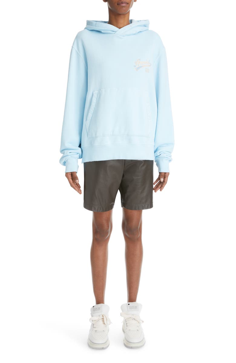 AMIRI 22 Distressed Logo Cotton Jersey Hoodie, Alternate, color,