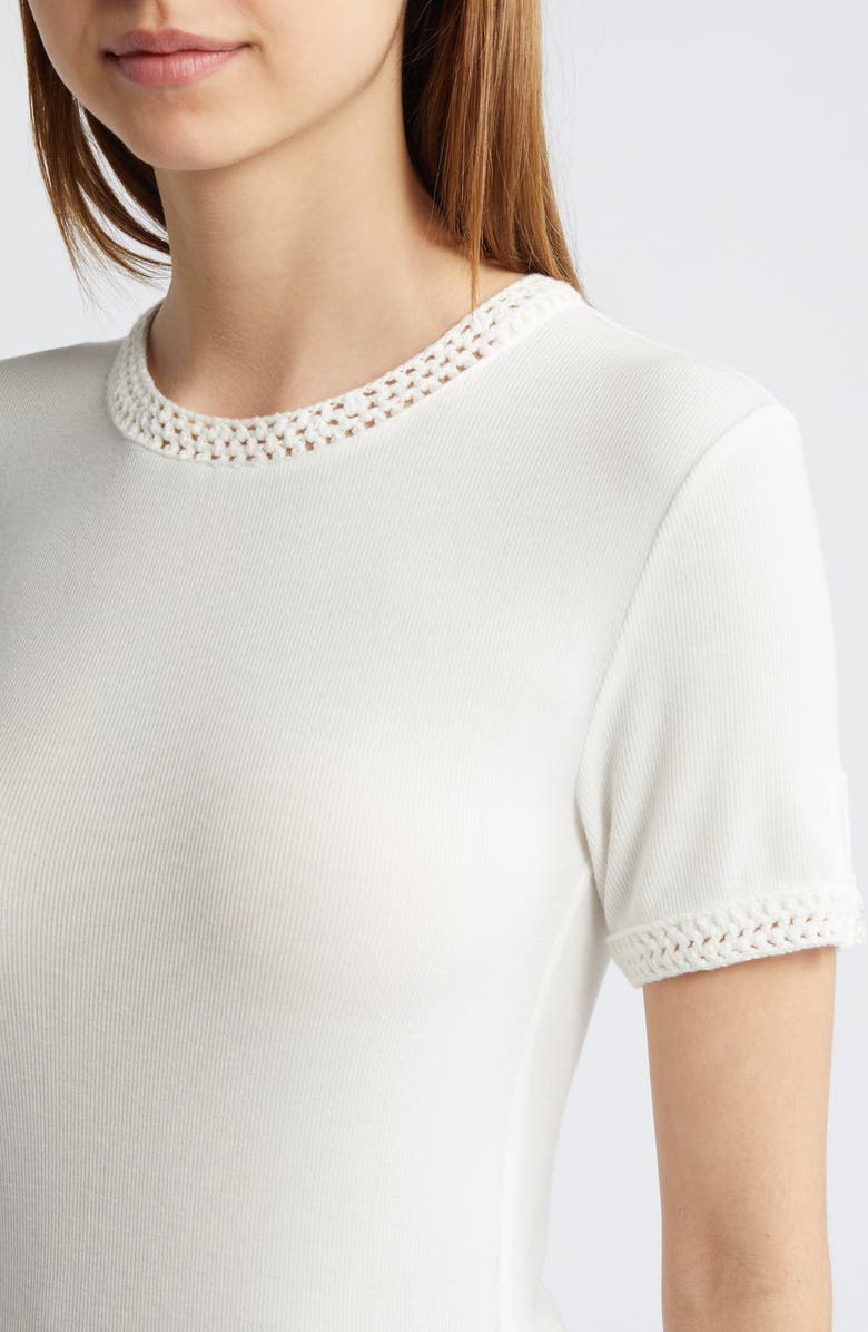 FRAME Crochet Trim Stretch Modal T-Shirt, Alternate, color, White