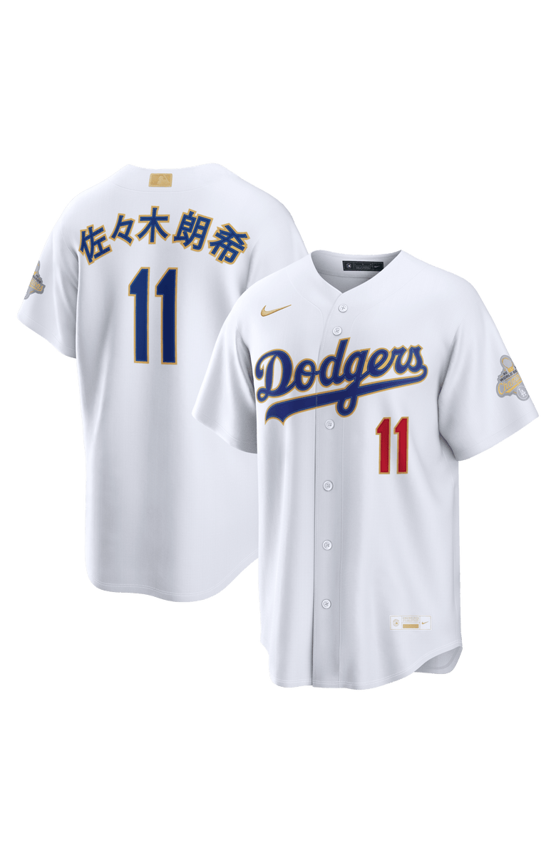 Nike Men's Nike Roki Sasaki White Los Angeles Dodgers 2026 Gold Collection Kanji Stadium Jersey, Main, color, White