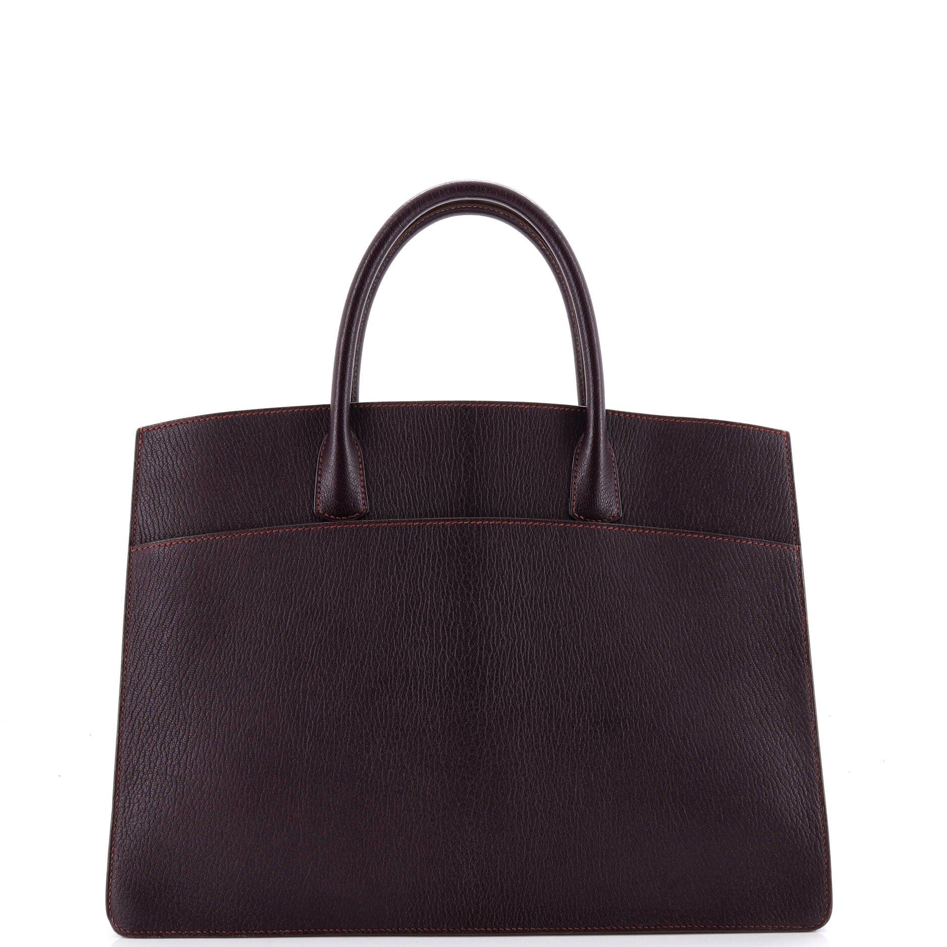 Pre-Owned Hermes White Bus Bag Leather 39, Main, color, Raisin