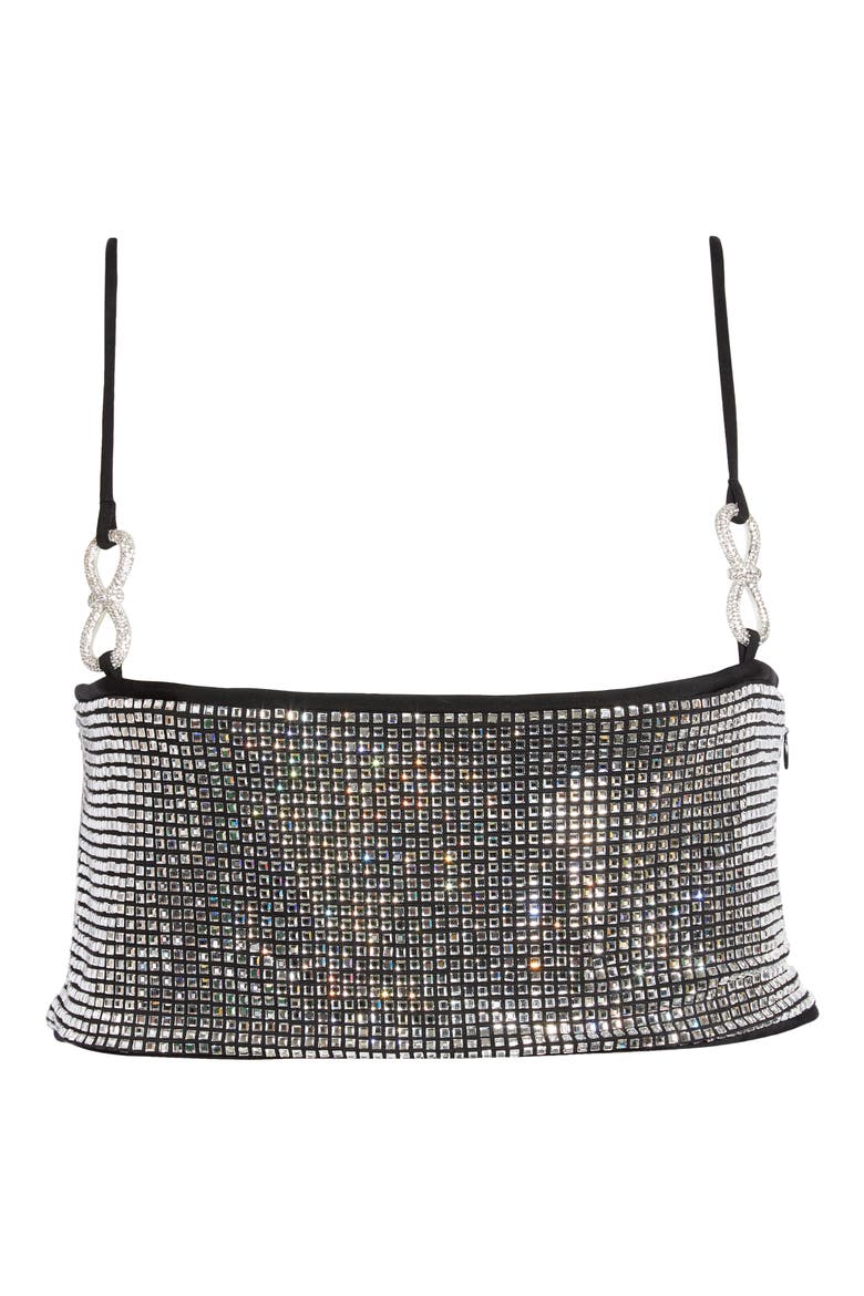 Crystal Mesh Crop Top, Alternate, color, SILVER