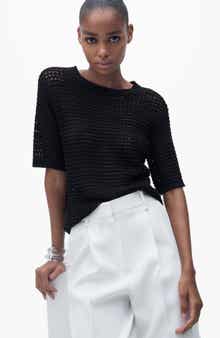 MANGO Open Stitch Short Sleeve Top