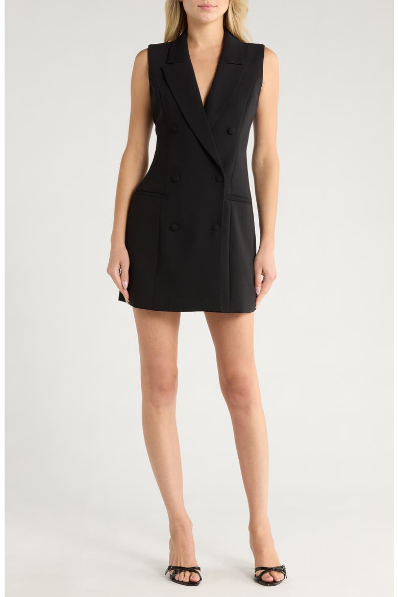 Luxe Suiting Executive Sleevleess Blazer Dress, Main, color, BLACK001