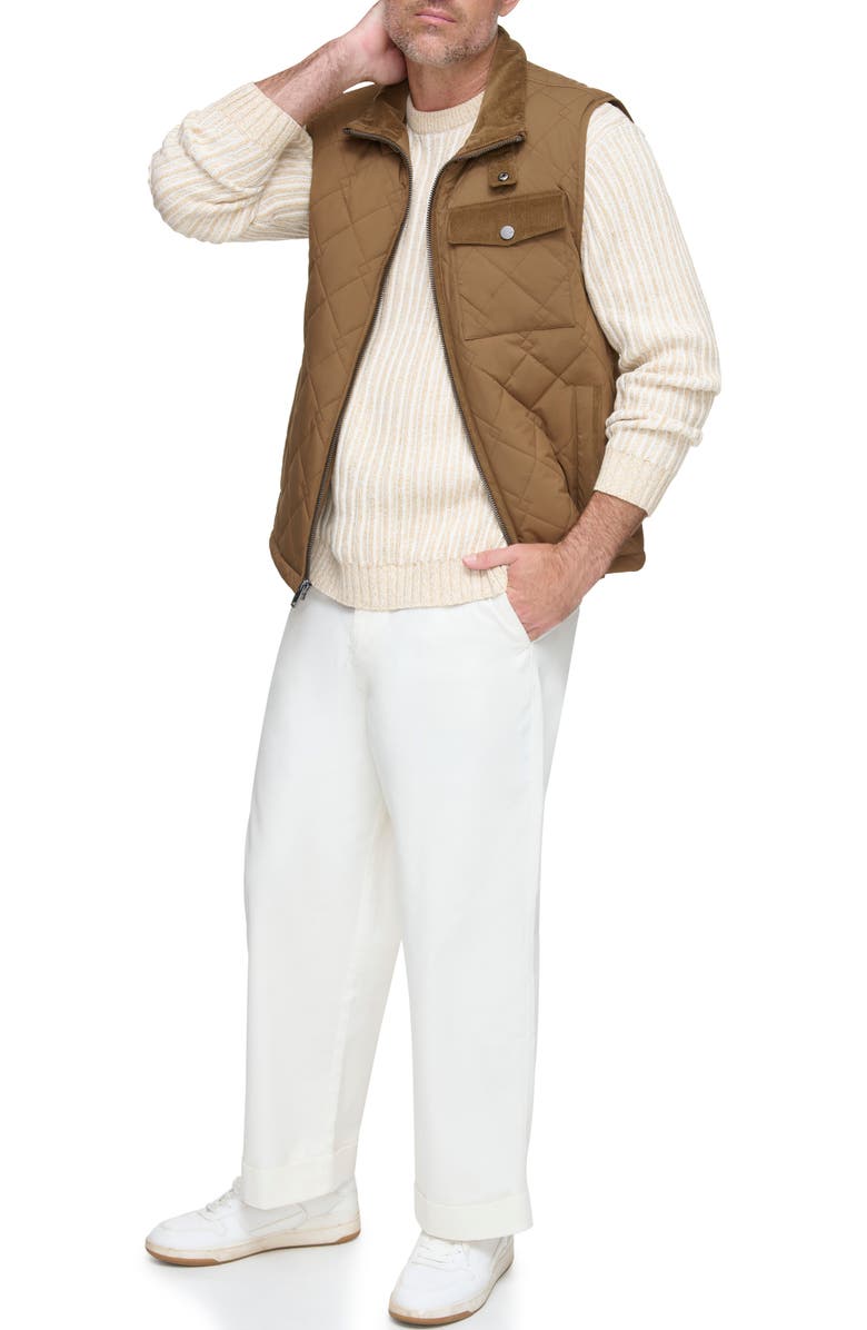 Andrew Marc Barnet Water Resistant Quilted Vest, Alternate, color, Sepia
