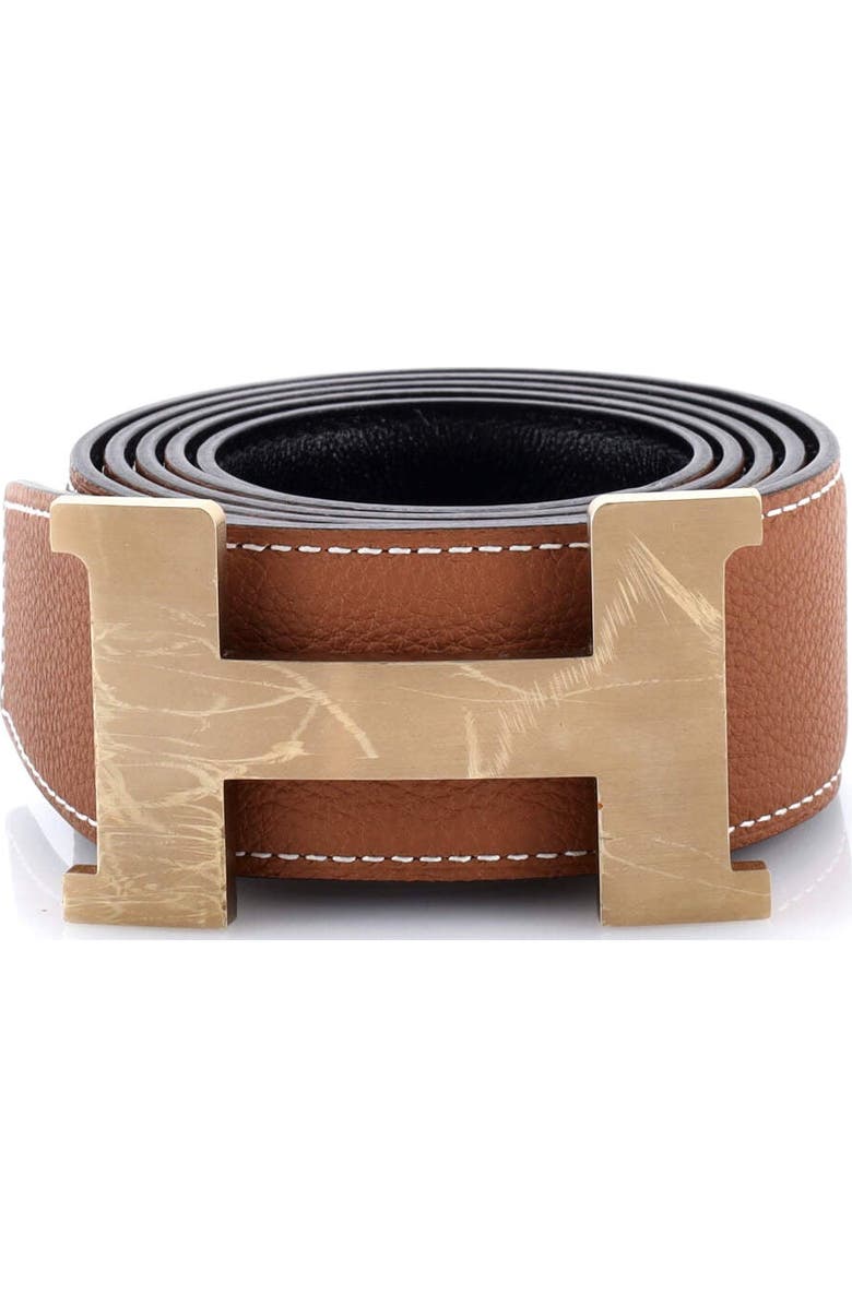 Pre-Owned Hermes Constance Reversible Belt Leather Wide, Main, color, Brown