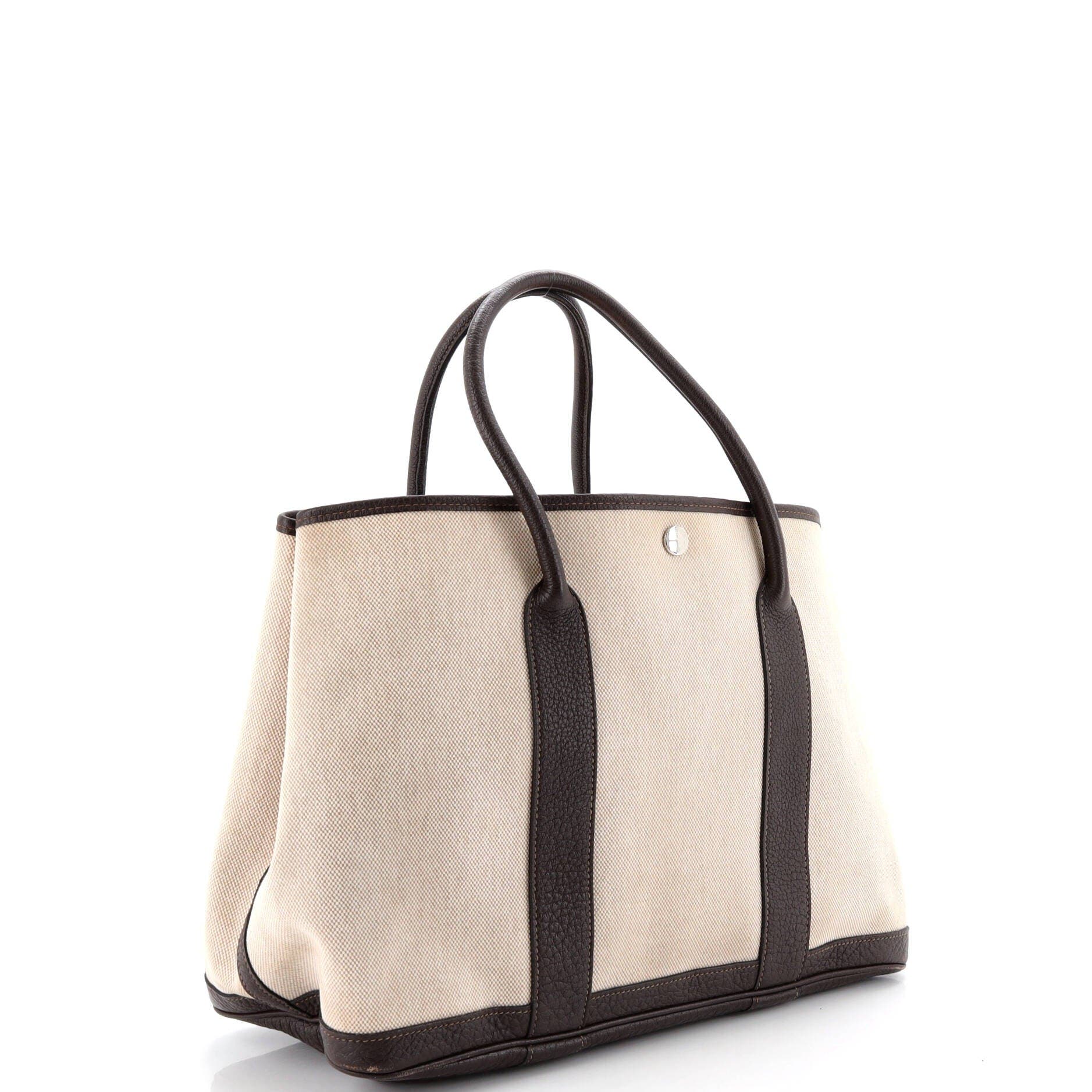 Pre-Owned Hermes Garden Party Tote Toile and Leather 36, Alternate, color, Ebene