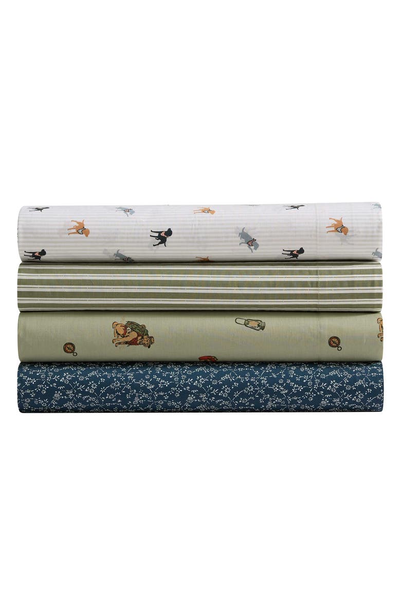 Eddie Bauer Sea Planes 200 Thread Count 100% Cotton Percale Sheet Set, Alternate, color, Medium / Dark Green