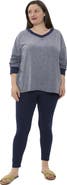 24seven Comfort Apparel Plus Size Two Tone V Neck Long Sleeve Top and Legging Set