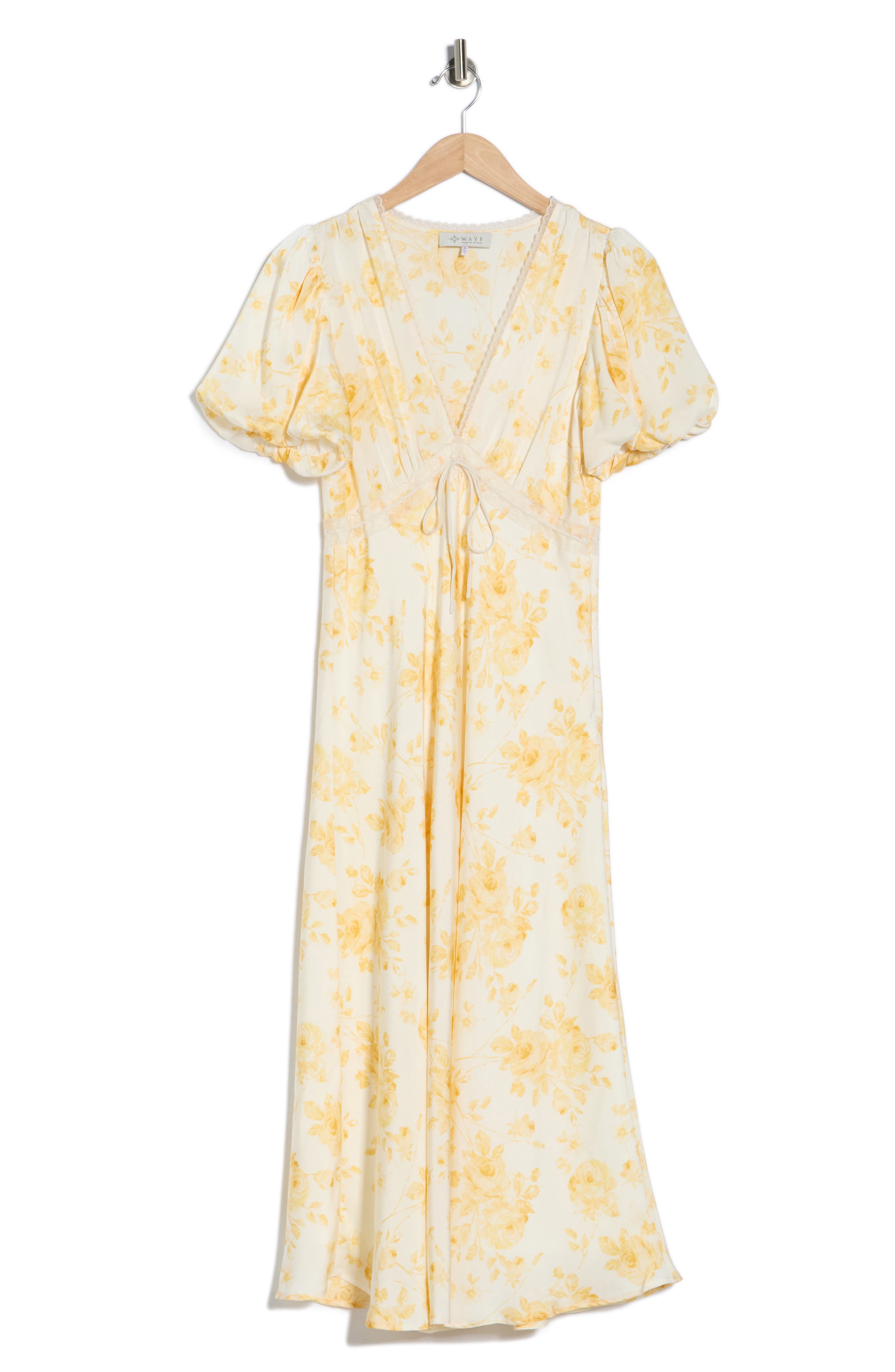 WAYF Puff Sleeve Midi Dress