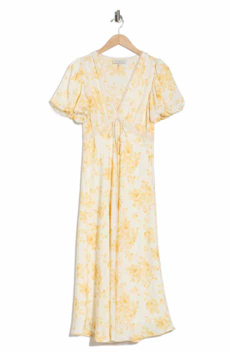 WAYF Puff Sleeve Midi Dress