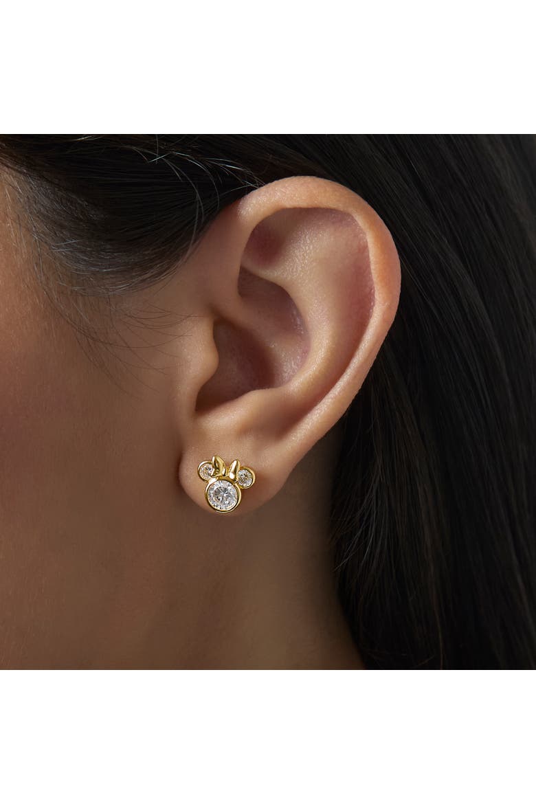Minnie Mouse Earrings for Women Official License, Cubic Zirconia, Alternate, color, Metallic Gold