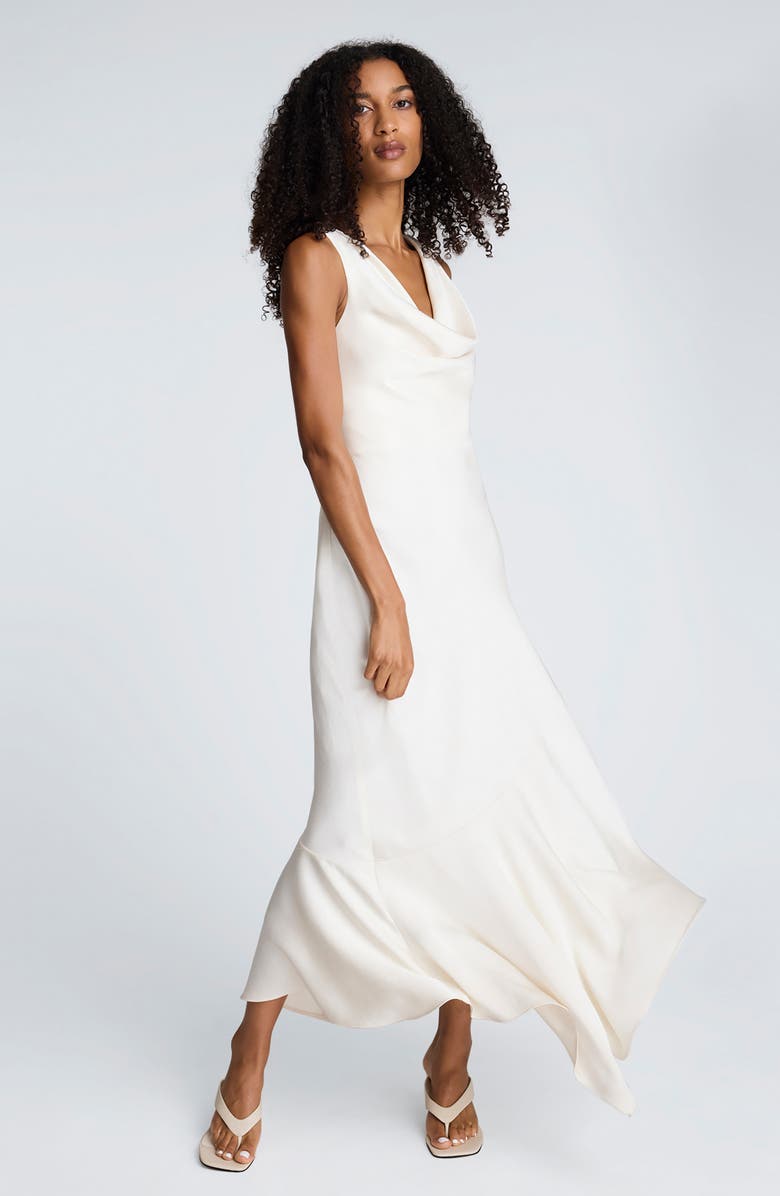 Kenneth Cole Asymmetric Sleeveless Cowl Neck Maxi Dress, Alternate, color, Oyster