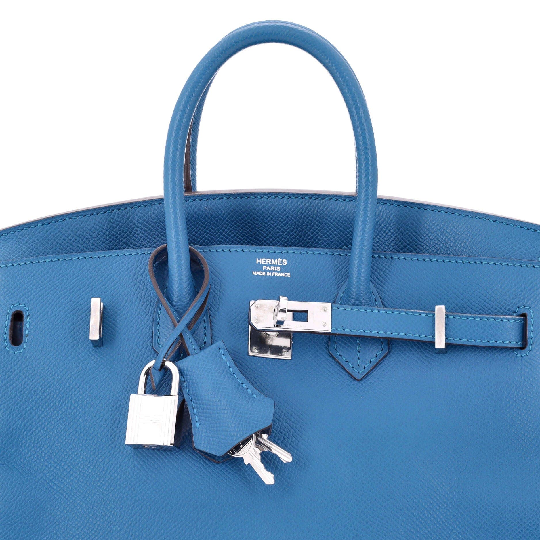 Pre-Owned Hermes Birkin Handbag Blue Epsom with Palladium Hardware 25, Alternate, color, Mykonos