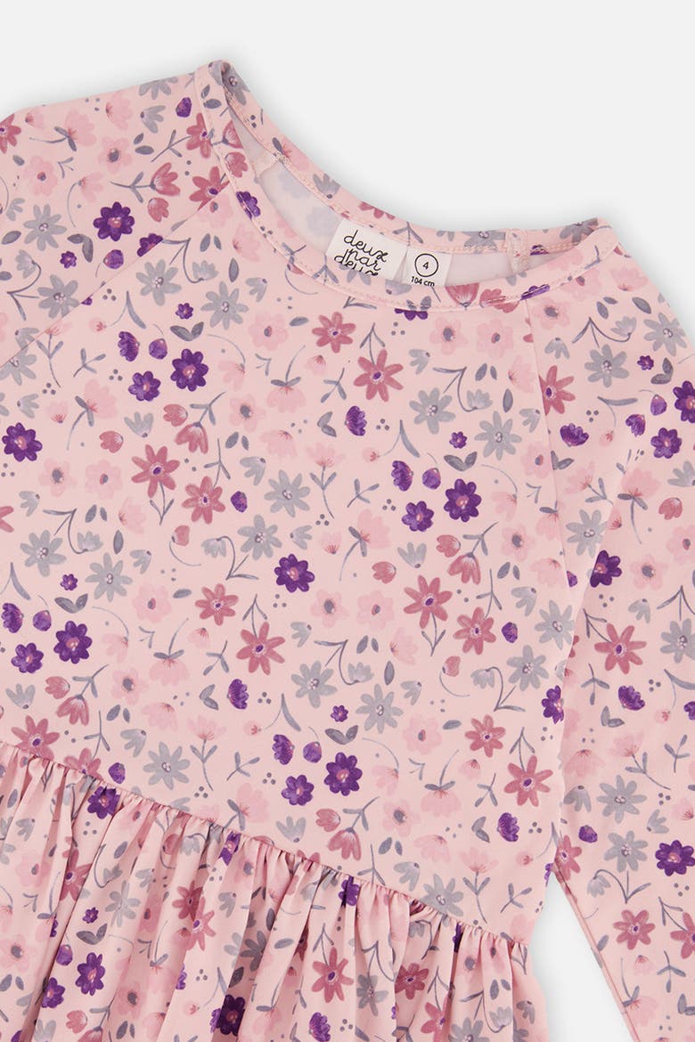 Daisies Long Raglan Sleeve Dress with Patch Pockets, Alternate, color, Pink Daisies Print
