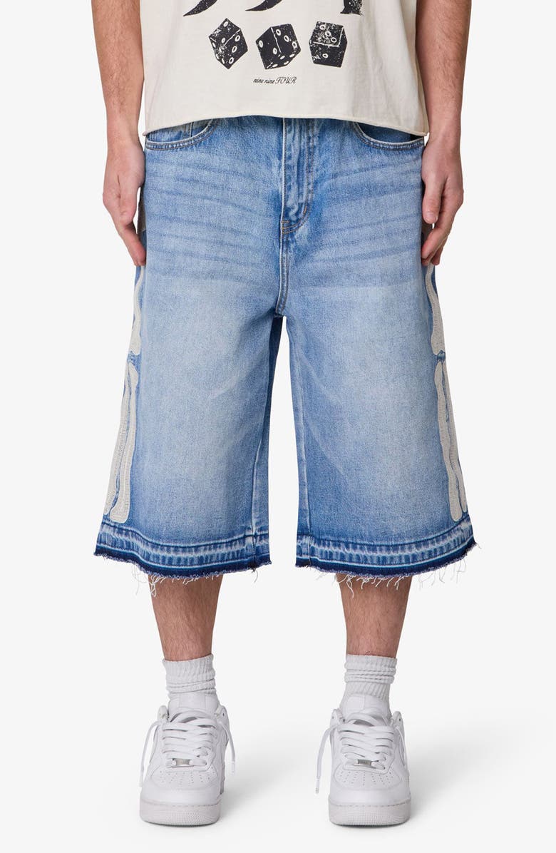 mnml Ultra Baggy Bone Denim Shorts, Main, color,