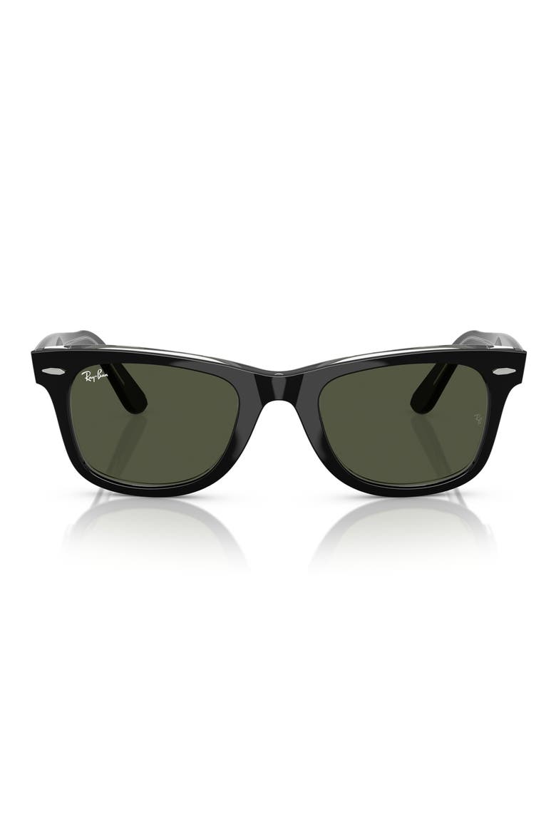 Classic Wayfarer 50mm Sunglasses, Main, color, BLACK ON TRANSPARENT / GREEN