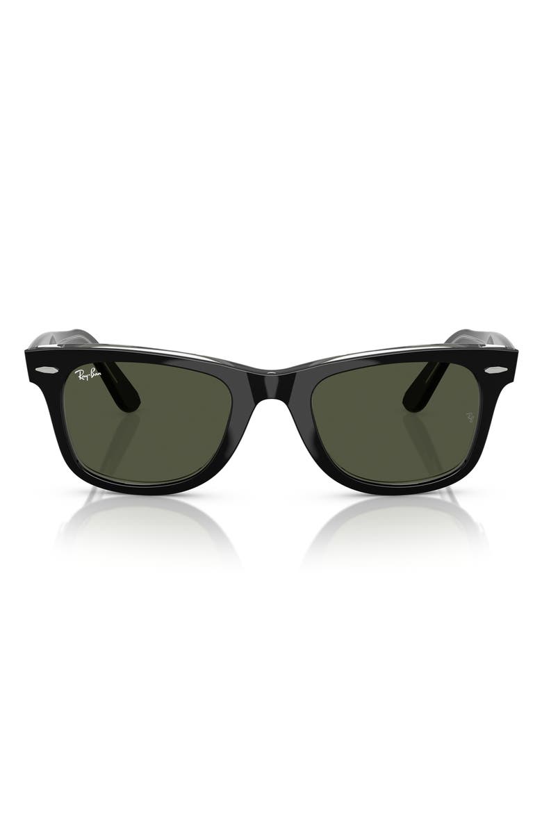 Ray-Ban Classic Wayfarer 50mm Sunglasses, Main, color, Black On Transparent / Green