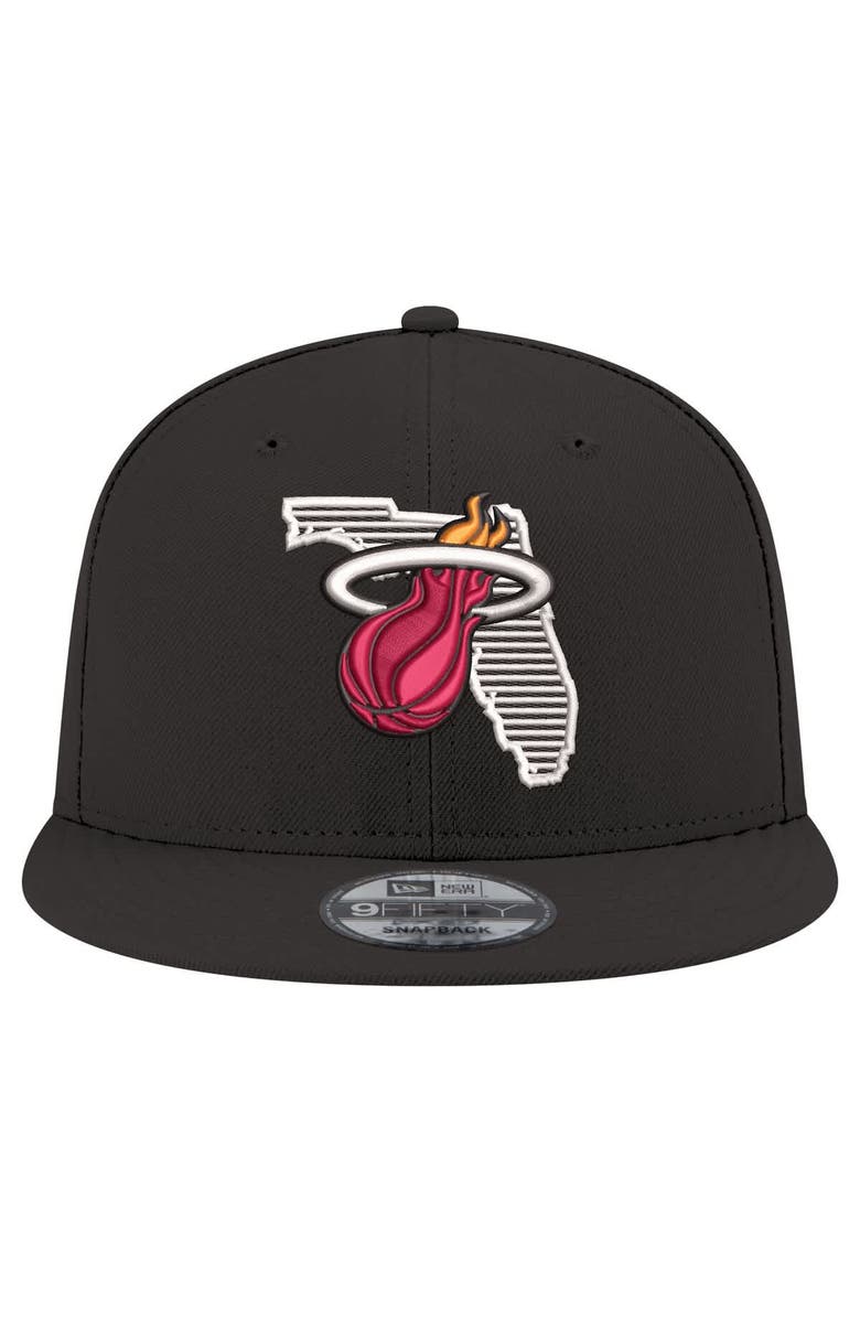 New Era Men's New Era Black Miami Heat State Pride 9FIFTY Snapback Hat, Alternate, color,