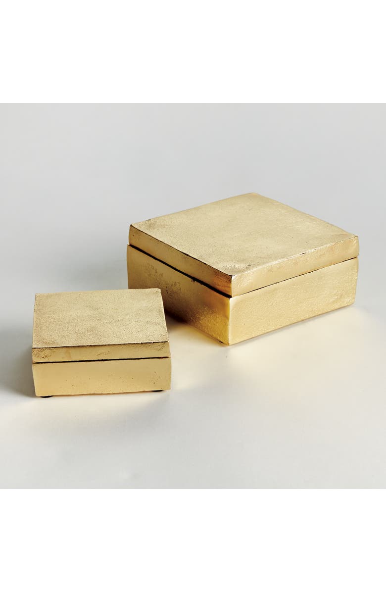 Napa Home & Garden Cressida Lidded Boxes, Set of 2 - Gold Aluminum Storage, Alternate, color, Gold