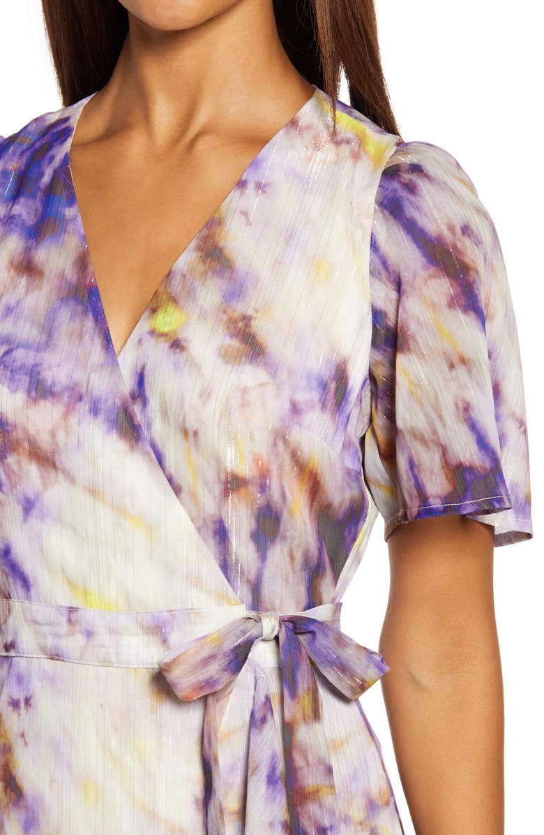 Adelyn Rae Tie Dye Faux Wrap Midi Dress, Alternate, color,