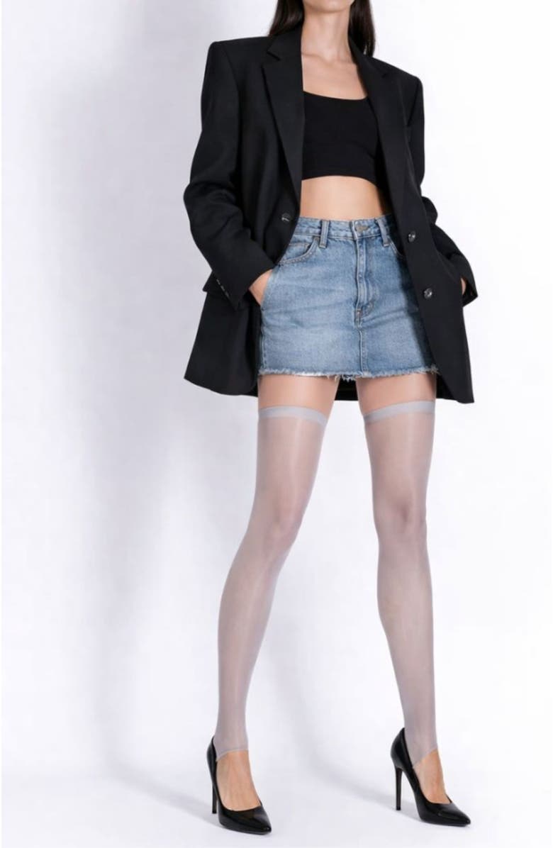 LECHERY<sup>®</sup> 2 Pairs of Glossy Stirrup Thigh Highs, Alternate, color, Grey