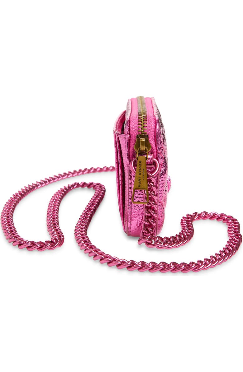 Kurt Geiger London Micro Kensington Drench Metallic Faux Leather Camera Bag, Alternate, color, Pink