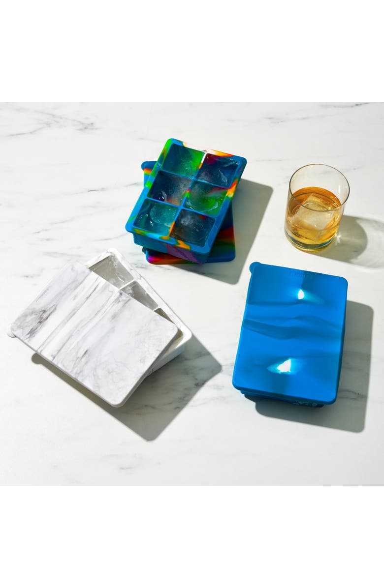 HOST 2" Ice Cube Tray with Lid, Alternate, color, Colored Marble