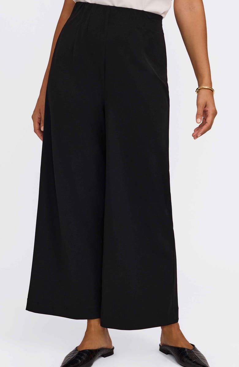 Foxcroft Arlette Wide Leg Crop Crepe Pants, Main, color, Black
