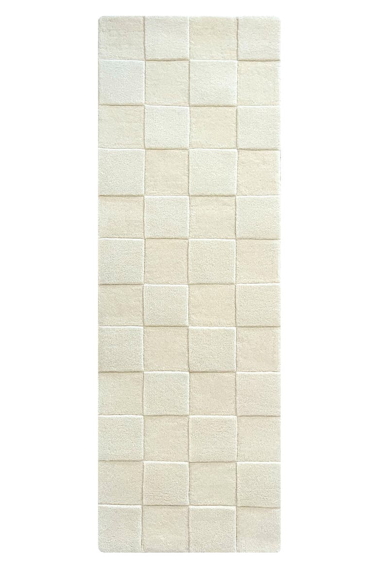 Checkerboard Wool Rug, Main, color, OFF WHITE
