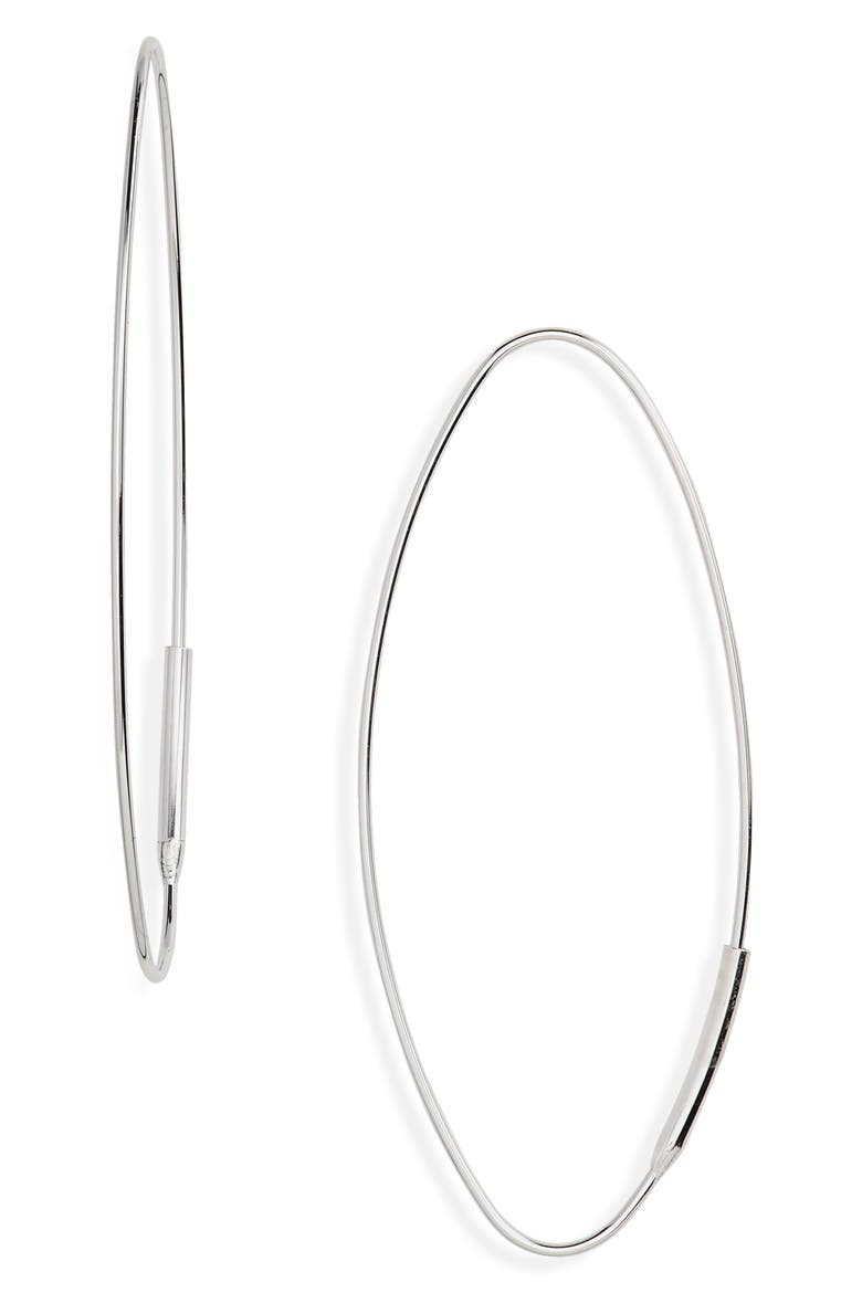 Magic Small Oval Hoop Earrings, Main, color, WHITE GOLD
