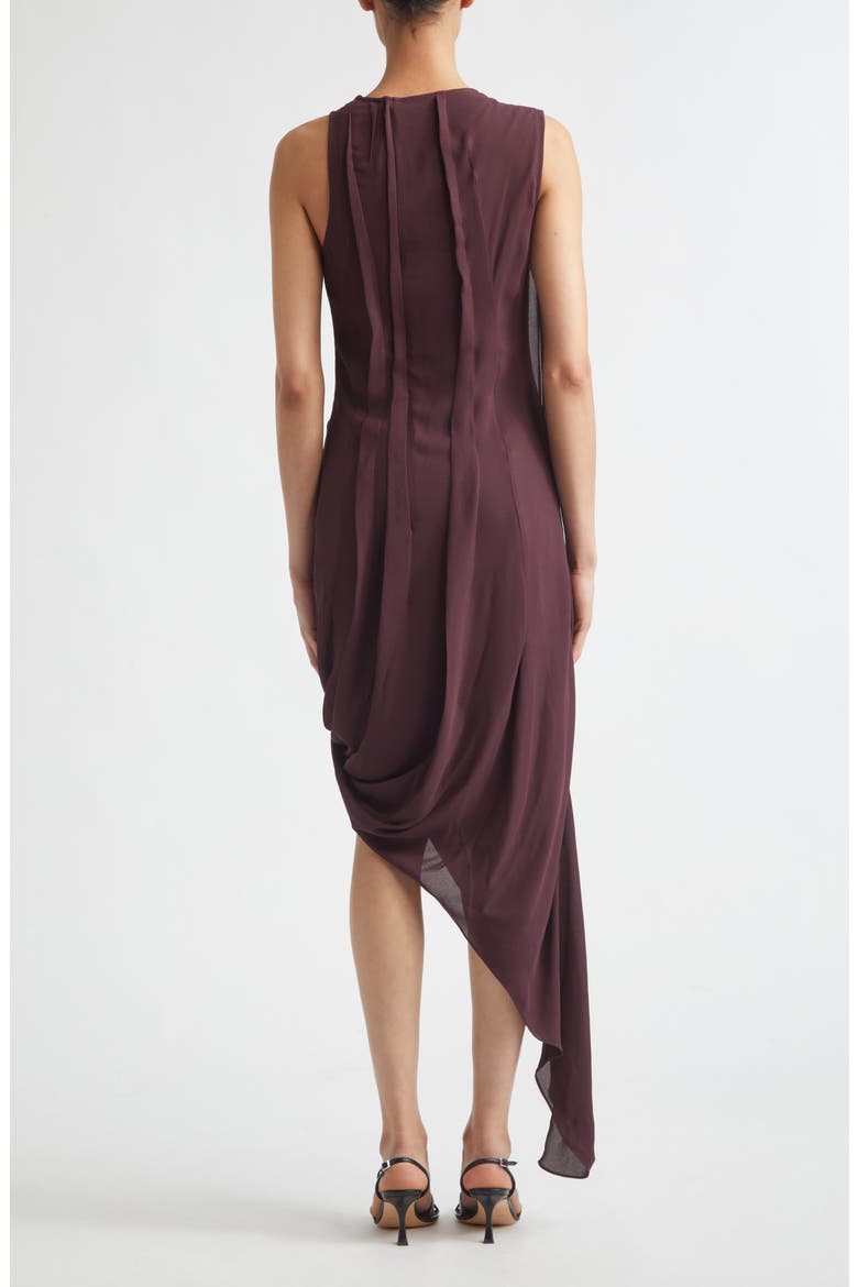 Asymmetric Drape Georgette Midi Dress, Alternate, color, ACAI