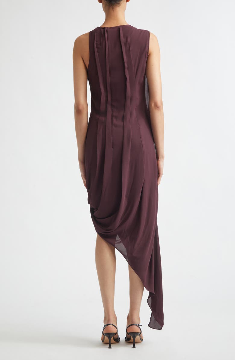 Victoria Beckham Asymmetric Drape Georgette Midi Dress, Alternate, color, Acai
