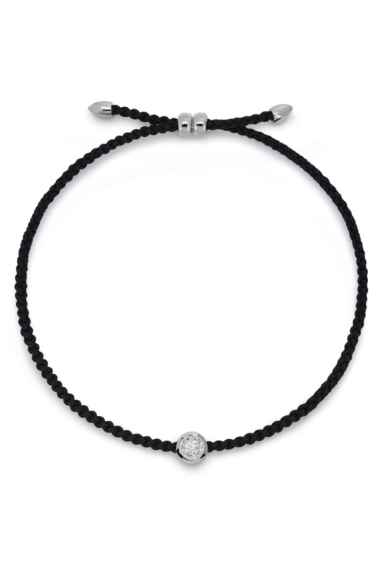 Lab Grown Diamond Solitaire Cord Bracelet, Main, color, SILVER