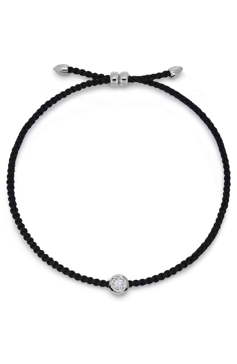 Monica Vinader Lab Grown Diamond Solitaire Cord Bracelet, Main, color, Silver