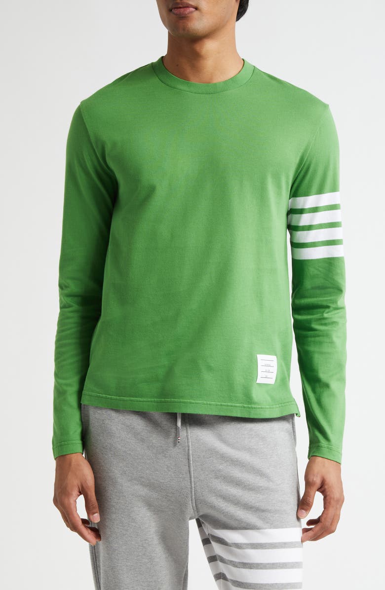 Thom Browne 4-Bar Long Sleeve Cotton Jersey T-Shirt, Main, color, 