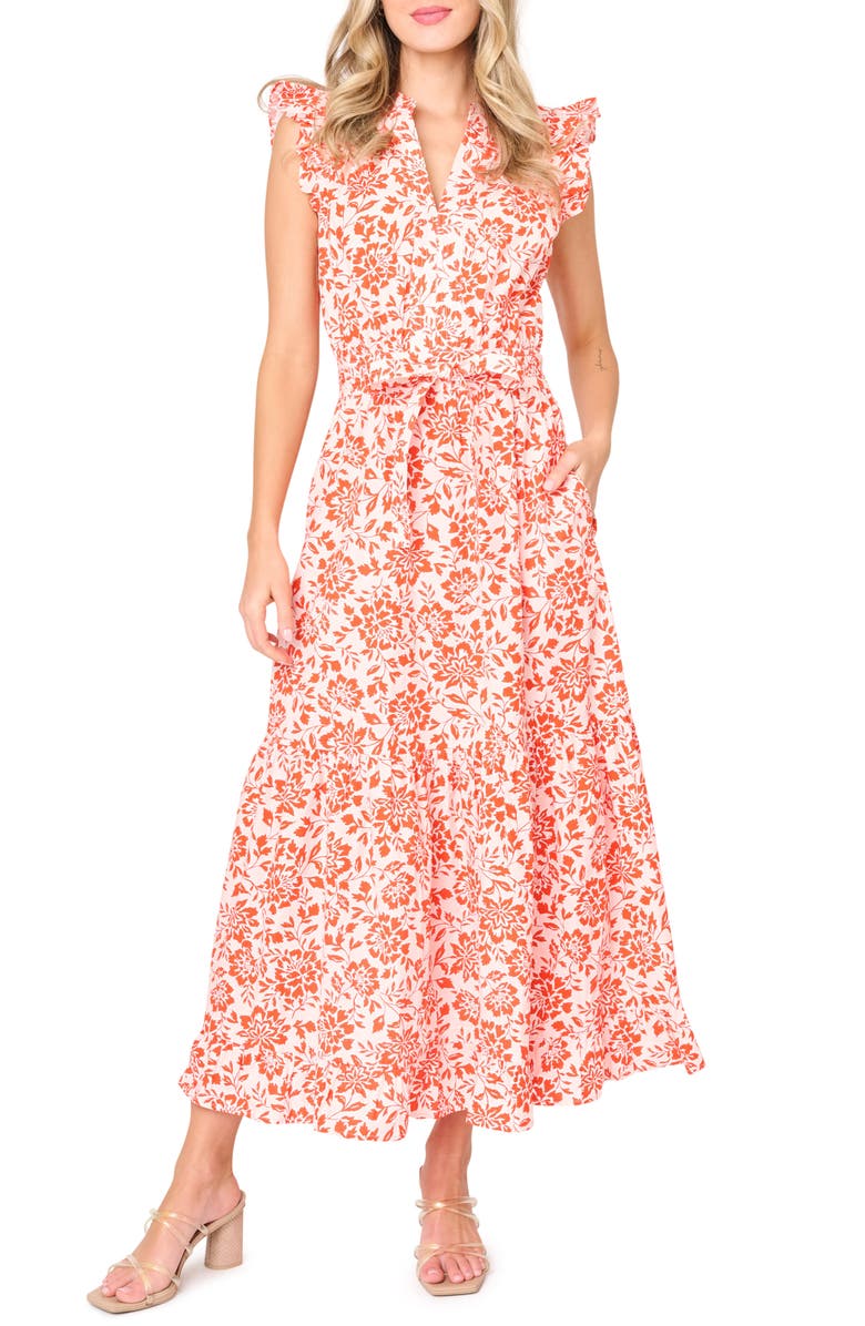 GIBSONLOOK Ruffle Print Maxi Dress, Main, color, Blossom Haze