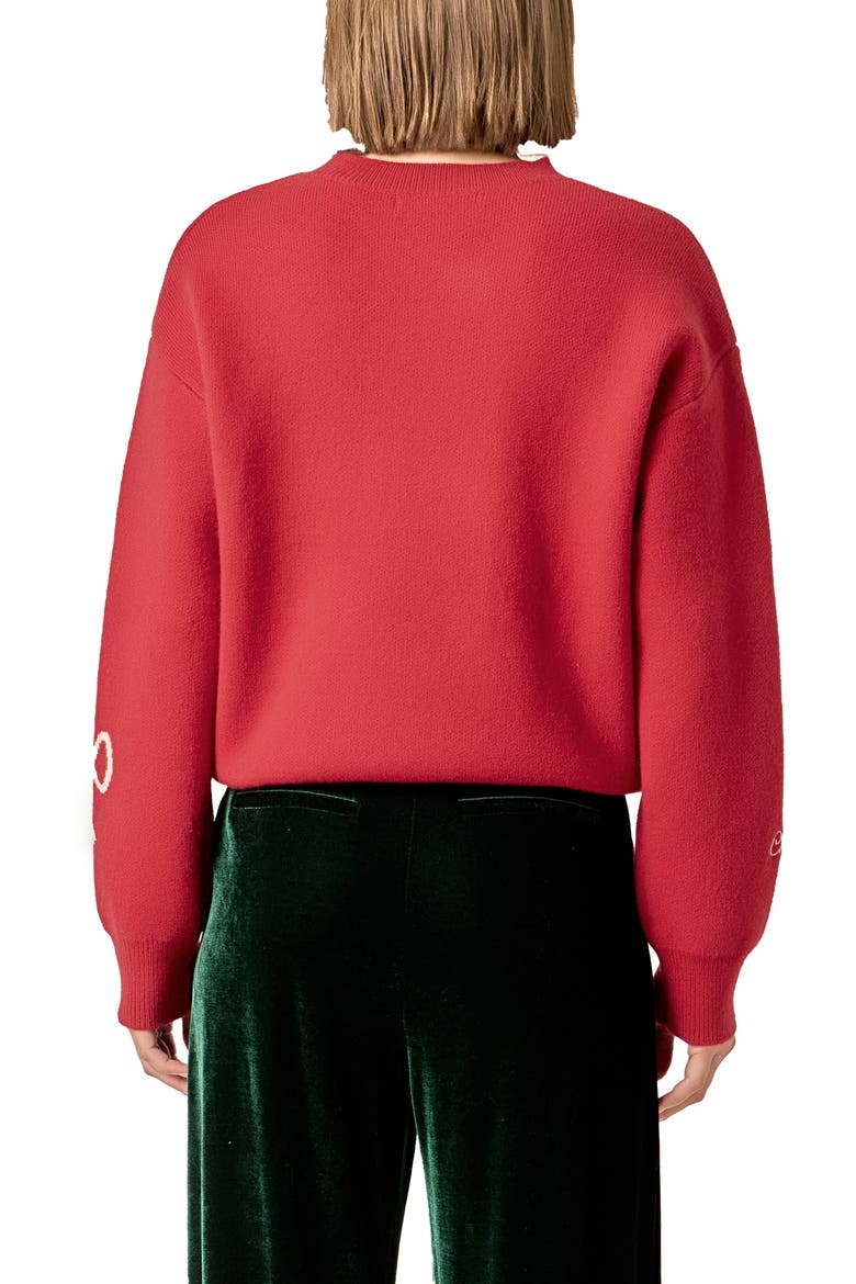 Manhattan Cocktail Sweater, Alternate, color, DARK RED/ WHITE