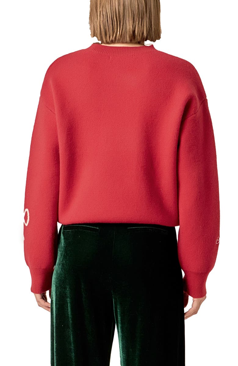 English Factory Manhattan Cocktail Sweater, Alternate, color, Dark Red/ White