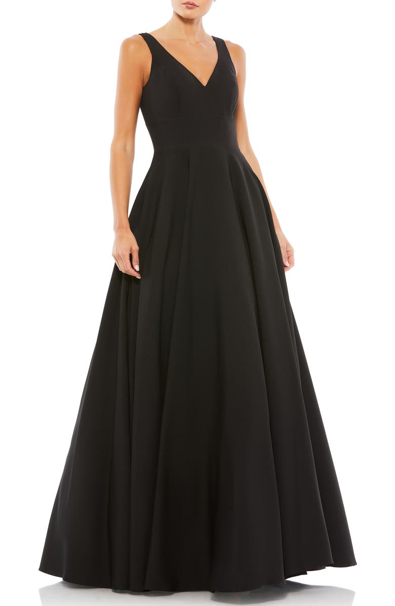 Mac Duggal Classic Sleeveless A-Line Gown with Pockets, Main, color, Black