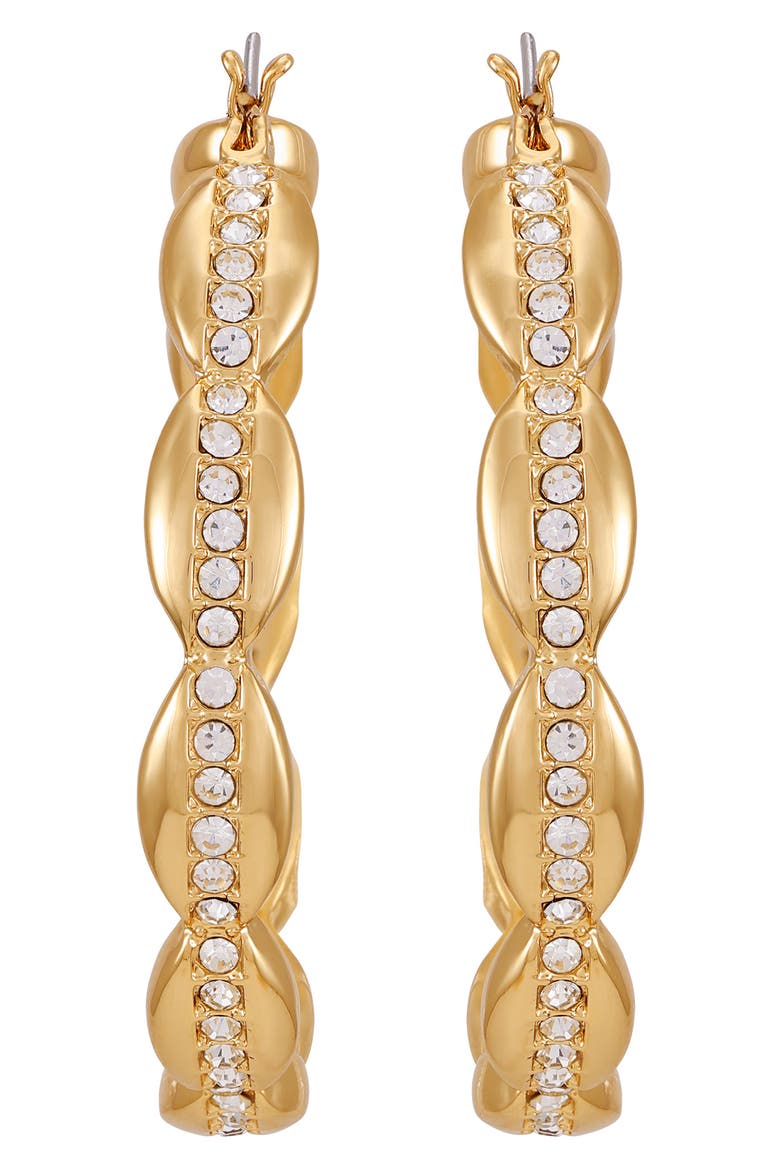 Pavé Crystal Hoop Earrings, Alternate, color, GOLDTONE